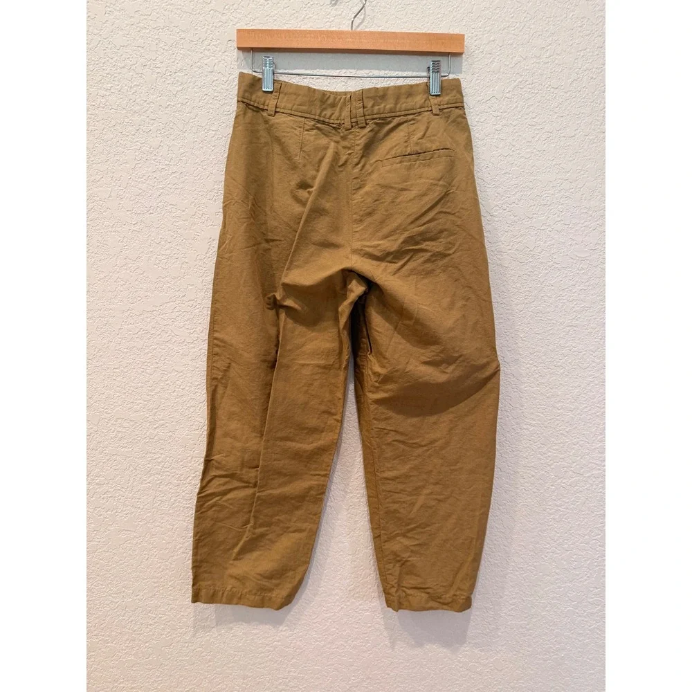 COS Womens Cotton Linen Pleated Tapered‎ High Rise Trousers Pants Size 4 Barrel
